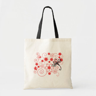 Bolsa Tote Arte de Libélula Floral