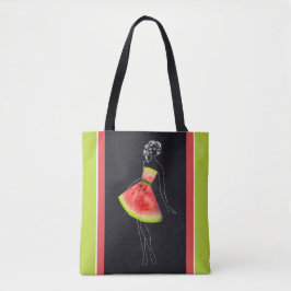 Bolsa Tote Arte de Linha Chic de Melancia Tropical