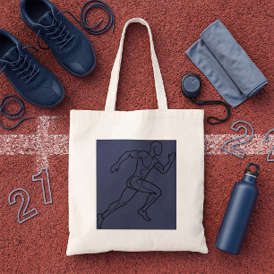 Bolsa Tote Arte de Linha Contínua Corredor de Velocidade