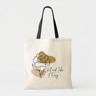 Bolsa Tote Arte de Linha de Flor Minimalista Esfrie e Leve
