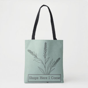 Bolsa Tote Arte de linha de Lavanda verde minimalista
