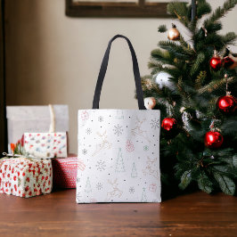 Bolsa Tote Arte de Linha do Tema de Natal Moderno Minimalista