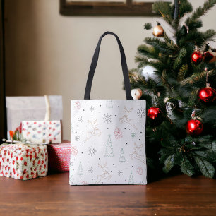 Bolsa Tote Arte de Linha do Tema de Natal Moderno Minimalista