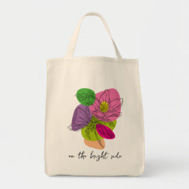 Bolsa Tote Arte de Linha Flor de Hibiscus Brilhante