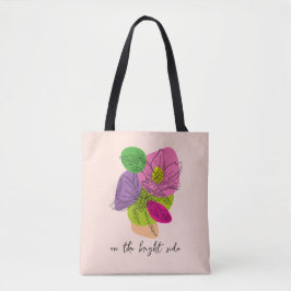 Bolsa Tote Arte de Linha Flor de Hibiscus Brilhante