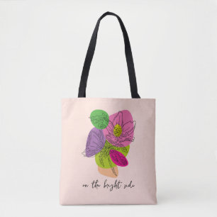 Bolsa Tote Arte de Linha Flor de Hibiscus Brilhante