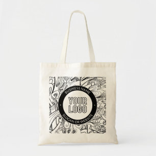 Bolsa Tote Arte de Linha Moderna & Seu Logotipo com Texto Edi