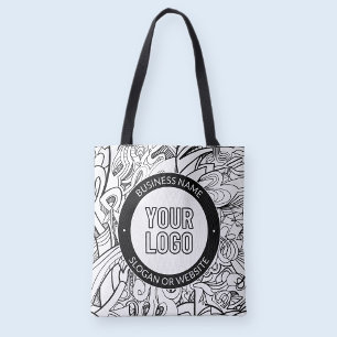 Bolsa Tote Arte de Linha Moderna & Seu Logotipo com Texto Edi