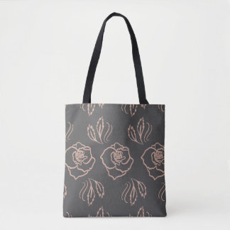 Bolsa Tote Arte de linha Rosa Blush / Floral Elegante