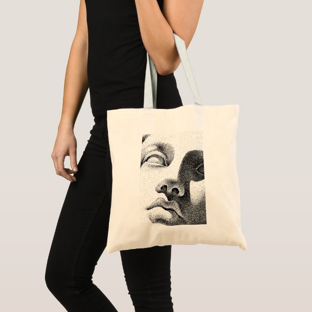 Bolsa Tote Arte de Matriz de Pontos: Face de Mármore Clássica (Frente (produto))