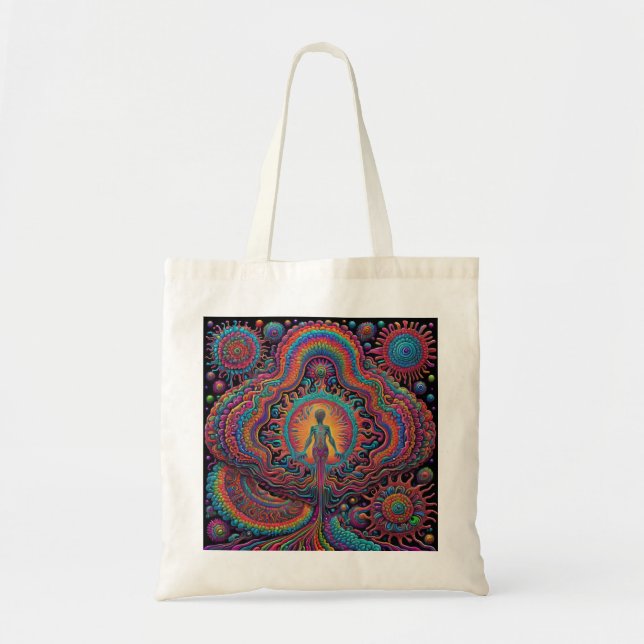 Bolsa Tote Arte de Nascimento Psicodélica (Frente)