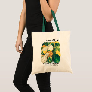 Bolsa Tote Arte de Pacote de Sementes Antigas, Abóboras Varia