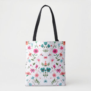 Bolsa Tote Arte de Padrão Floral Vibrante