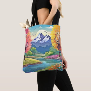 Bolsa Tote Arte de Paisagem do Rio da Montanha