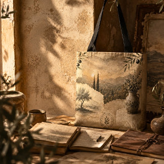 Bolsa Tote Arte de Paisagem Mediterrânea do Olival Dourado