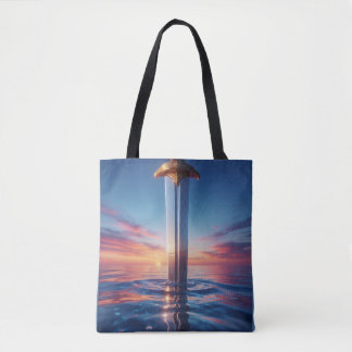 Bolsa Tote Arte de Parede Espada Pôr do Sol Místico