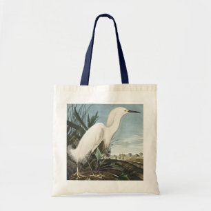 Bolsa Tote Arte de pássaro Garça Branca Audubon Vintage