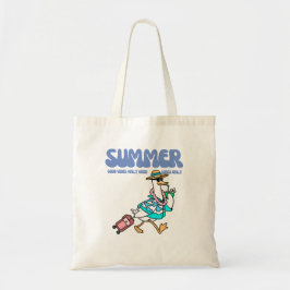 Bolsa Tote Arte de Pato de Verão com Boas Vibrações em Férias