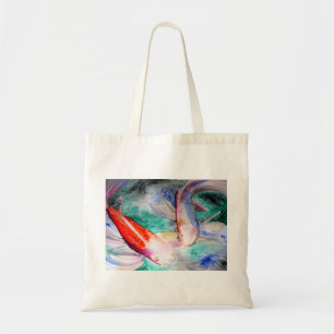 Bolsa Tote Arte de Peixe Japonês em Aquarela de Carpa Borbole