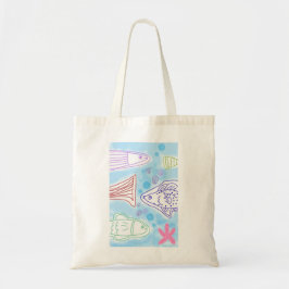 Bolsa Tote Arte de peixes à beira-mar
