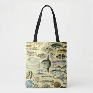 Bolsa Tote Arte De Pesca Científica Dos Peixes Vintage