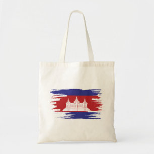 Bolsa Tote Arte de Pincel na Bandeira do Camboja