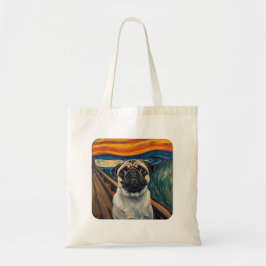 Bolsa Tote Arte de Pug Inspirada em Pintura de Angústia Expre