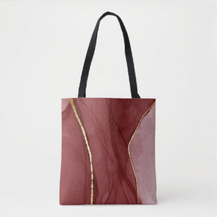 Bolsa Tote Arte de resina, fundo abstrato de marsala vermelho