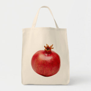 Bolsa Tote Arte de Romã Vermelha Fresca e Inteira, Alimento S
