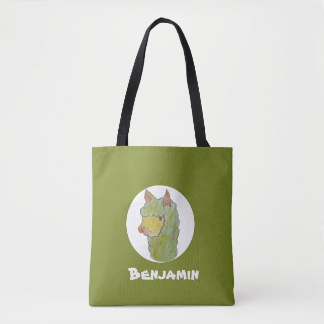 Bolsa Tote Arte de rosto de alpaca fofa  (Frente)