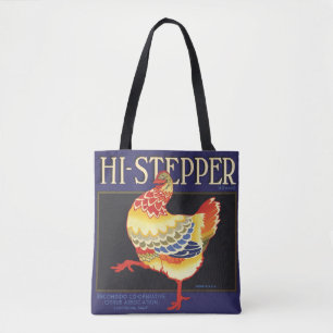 Bolsa Tote Arte de rótulo de caixa de frutas vintage, Hi Step