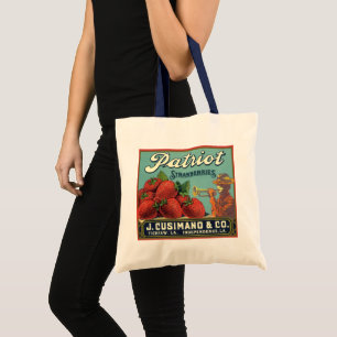 Bolsa Tote Arte de rótulo de caixa de frutas vintage Patriot 
