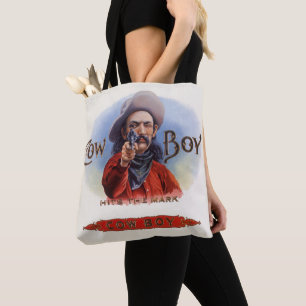 Bolsa Tote Arte de Rótulo de Charuto Antigo, Cowboy Acerta o 