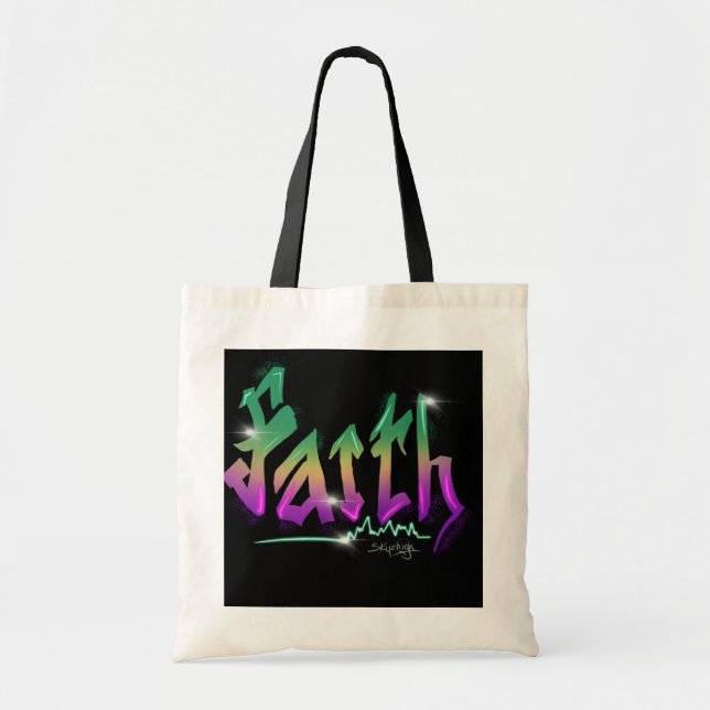 Bolsa Tote Arte de Rua Urbana Fé Neon (Frente)