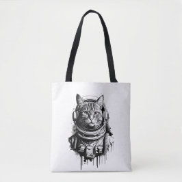 Bolsa Tote Arte de Tatuagem de Gato Astronauta