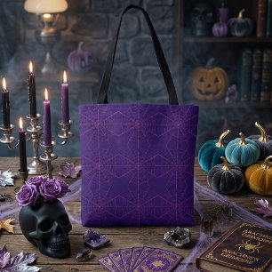 Bolsa Tote Arte de Teia de Aranha Viúva Negra Rosa no padrão