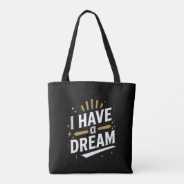 Bolsa Tote Arte de Tipografia Inspiradora Sonho que Eu Tenho
