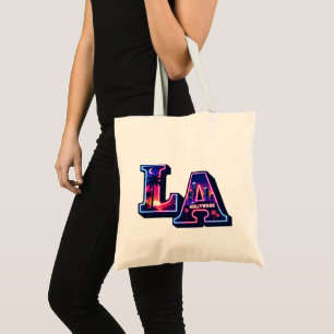 Bolsa Tote Arte de tipografia neon estilo Califórnia dos anos