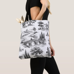 Bolsa Tote Arte de Toile de Jouy de paisagem