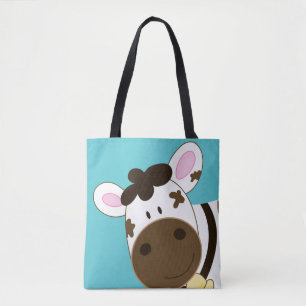 Bolsa Tote Arte de Vaca Marrom-branca-branca por Jess
