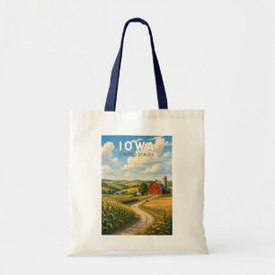 Bolsa Tote Arte de Viagem Ilustração Vintage Iowa