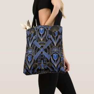 Bolsa Tote Arte Deco Amsterdã   Moinhos de Vento Personalizad