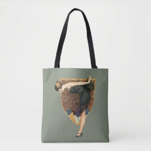 Bolsa Tote Arte Deco Antigo Flapper com Pavão
