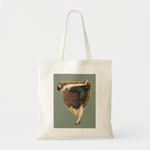 Bolsa Tote Arte Deco Antigo Flapper com Pavão