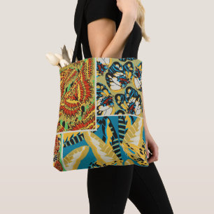 Bolsa Tote Arte Deco de Borboleta Vibrante Amarelo e Azul Tur