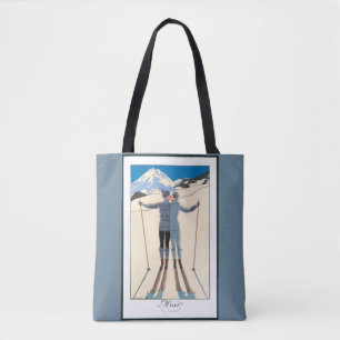 Bolsa Tote Arte Deco Vintage, Amantes na Neve de George Barbi