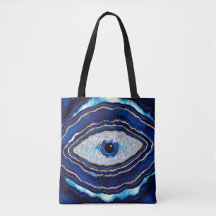 Bolsa Tote Arte Digital do Geodo de Agato Azul mau
