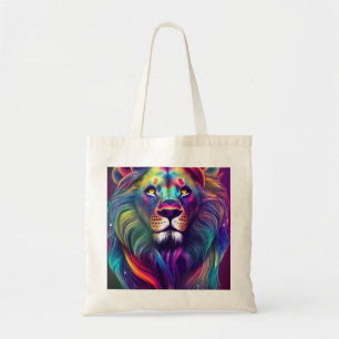 Bolsa Tote Arte Digital Moderna Multicor Leão Majestoso