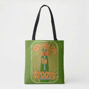 Bolsa Tote Arte Divertida Caneta Hippie Groovy Autor Divertid
