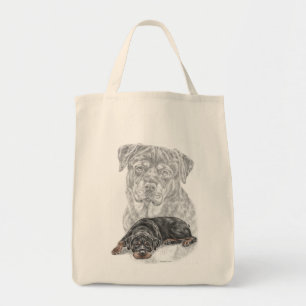 Bolsa Tote Arte do cão de Rottweiler